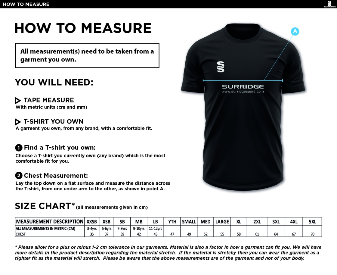 MIDDLEWICH CC Dual Solid Colour Polo : Navy - Size Guide