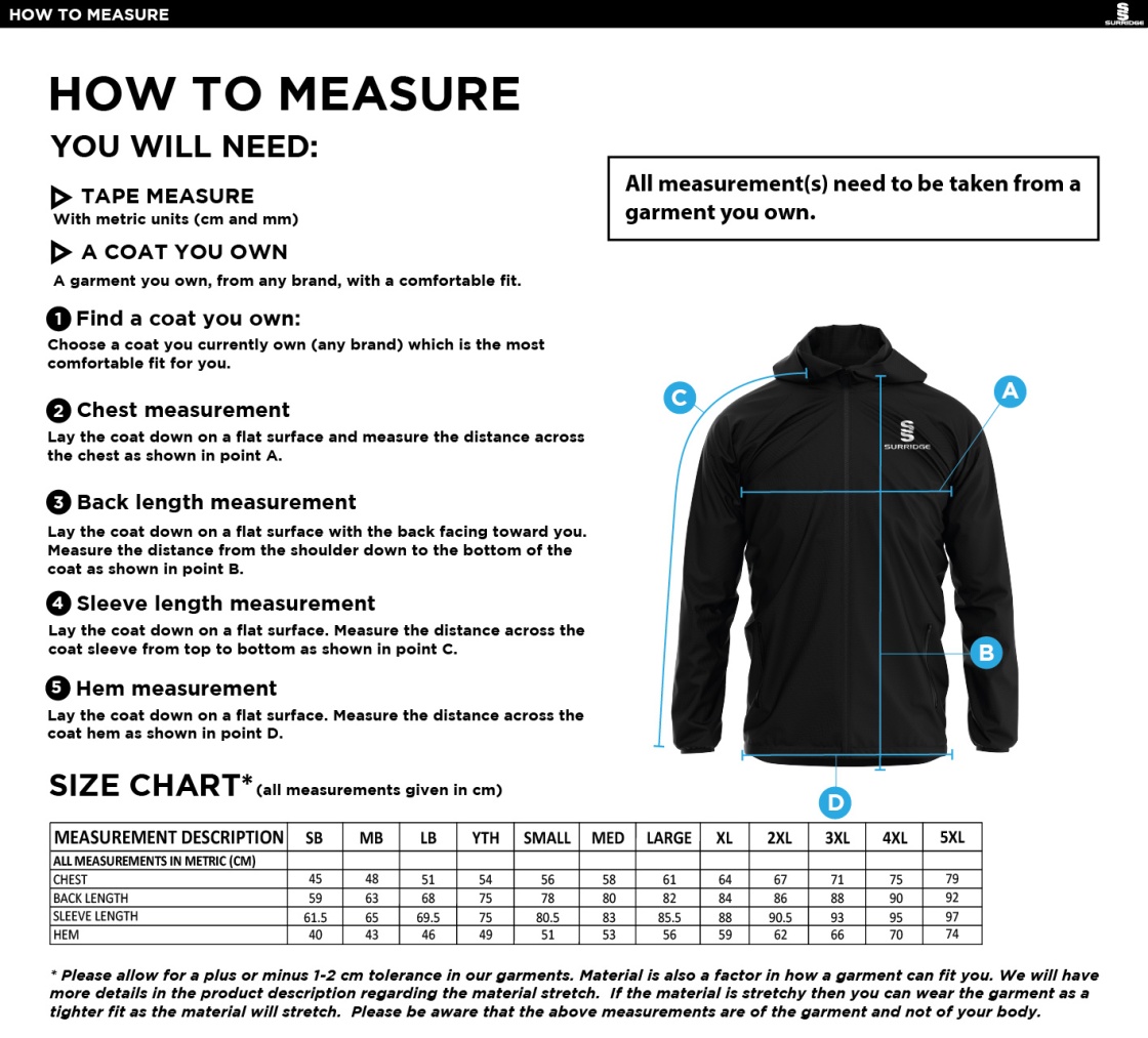 Youth's Dual Full Zip Training Jacket : Navy - Size Guide